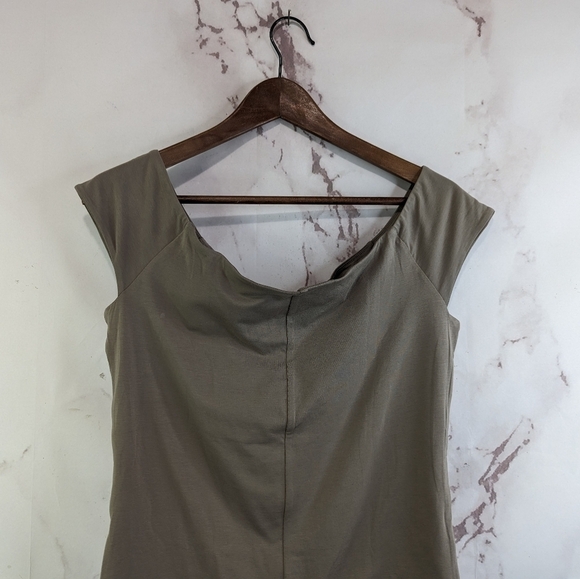 Everlane Bodysuit Women Large Brown Thong Off The Shoulder Supima Cotton Mocha - Picture 6 of 11